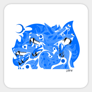 light cadejo hell hound of cerberus dogs ecopop in flames art Sticker